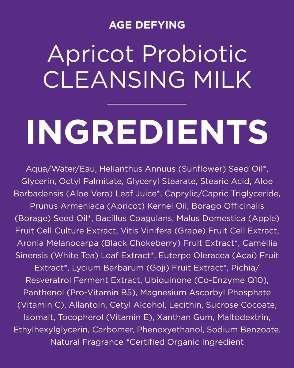 Andalou Naturals Age Defying Apricot Probiotic Cleansing Milk 178ml (6 fl oz) | Gentle Hydrating Cleanser for Dry Skin - view 8