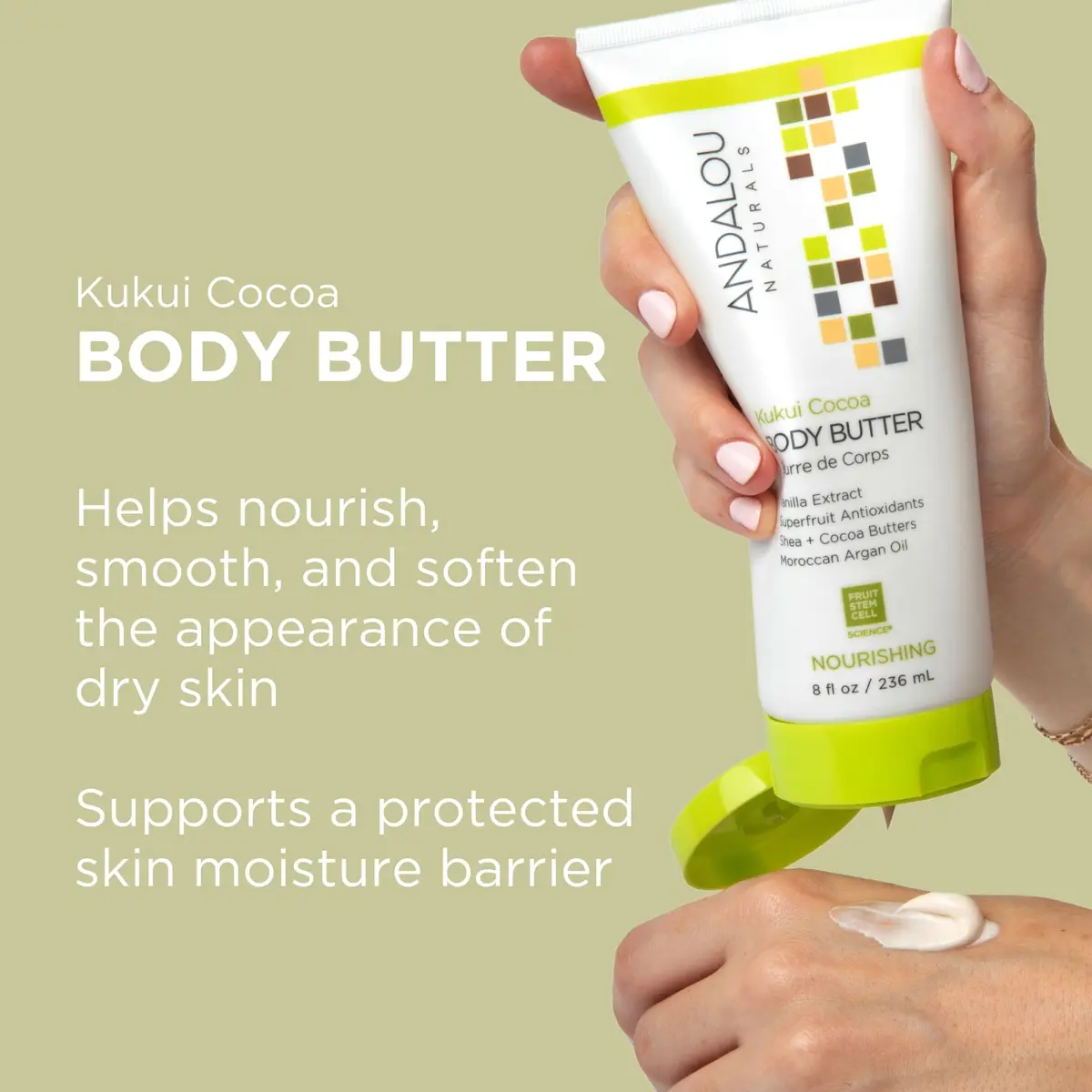 Andalou Naturals Kukui Cocoa Body Butter 236ml (8 Fl Oz) | Nourishing Cream for Dry Skin - view 2