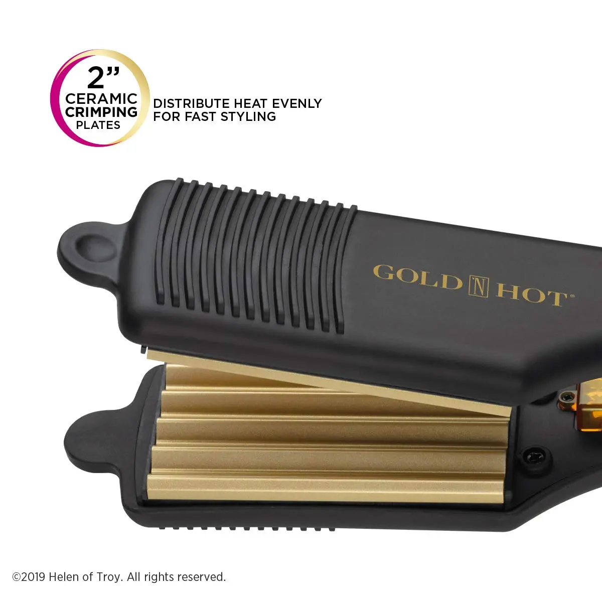 Gold N Hot Professional Ceramic 2” Hair Crimper Iron, 2 Inch | Creates textured styles with even heat distribution - view 2