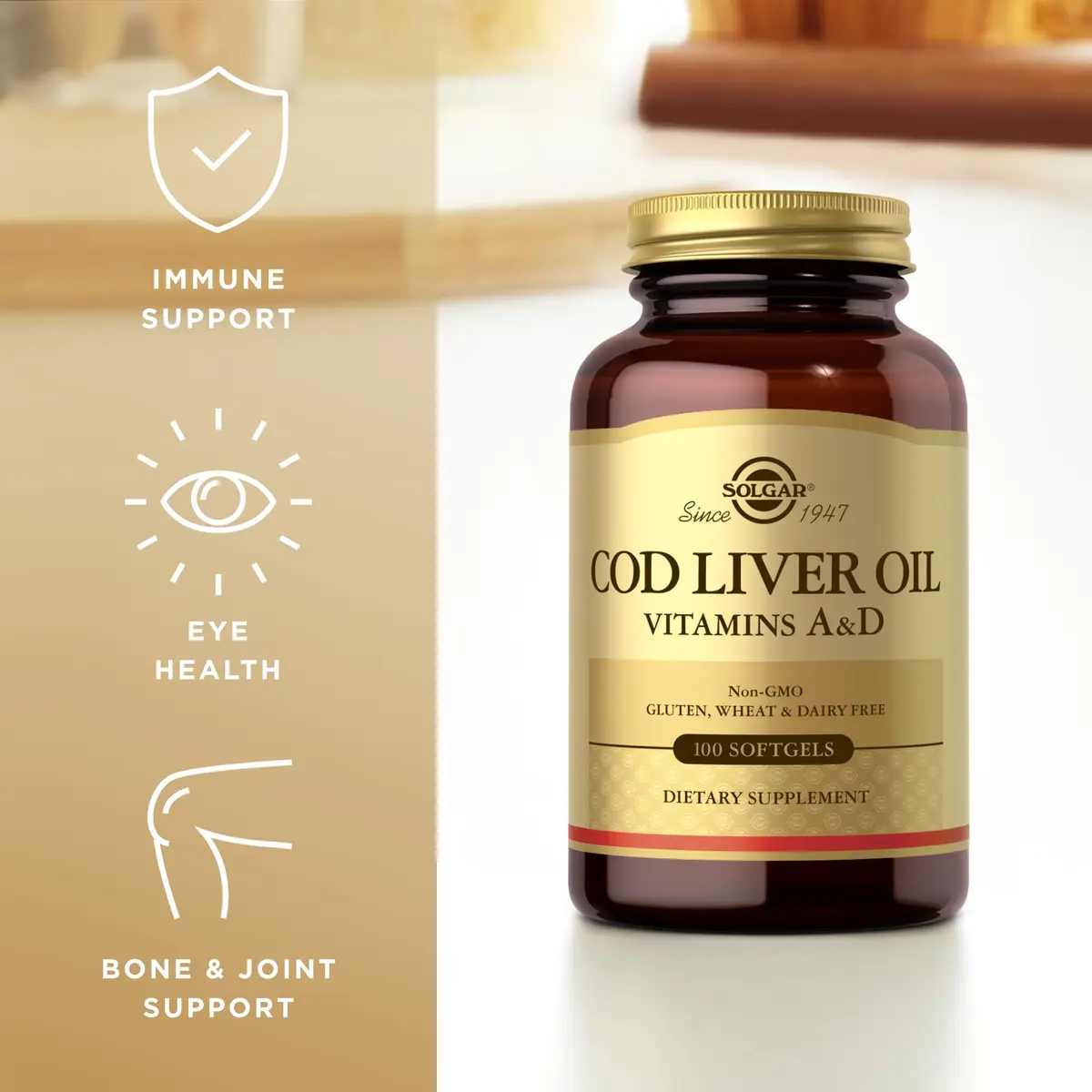 Solgar Cod Liver Oil - 100 Softgels Pack of 2 | Vitamins A & D Support, Non-GMO, Gluten Free - view 4