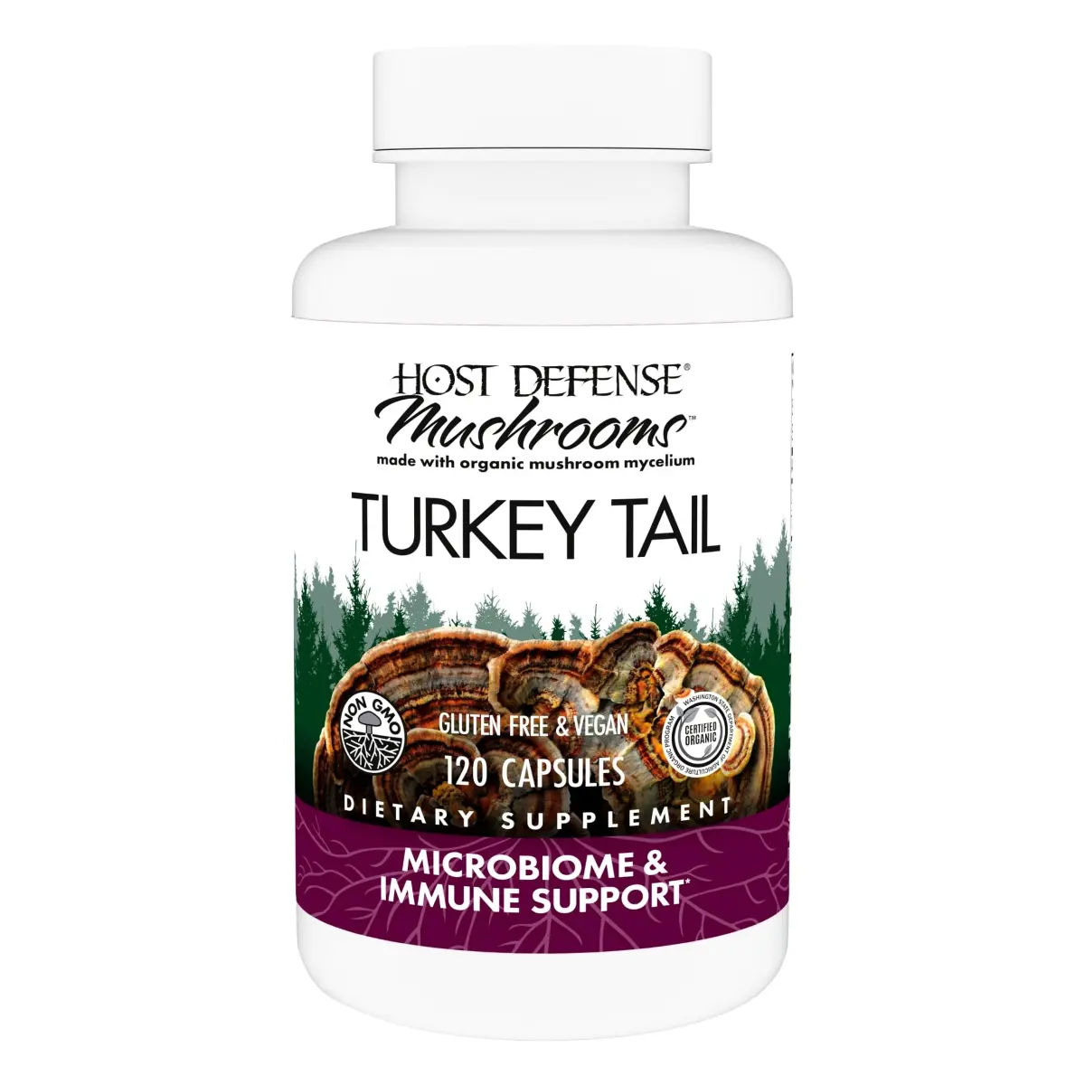 Host Defense Turkey Tail Capsules 120 Count | Digestive Health & Immune Response Support - main product image