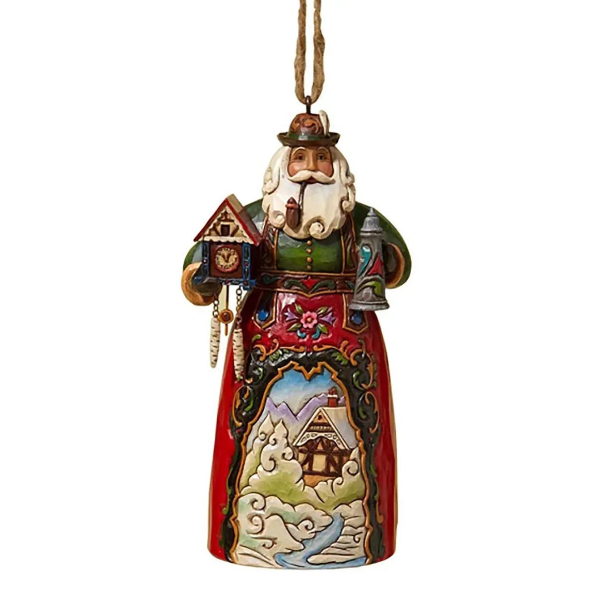 Enesco Jim Shore Heartwood Creek German Santa Stone Resin Hanging Ornament, 4.75” | Handcrafted holiday decor - main product image