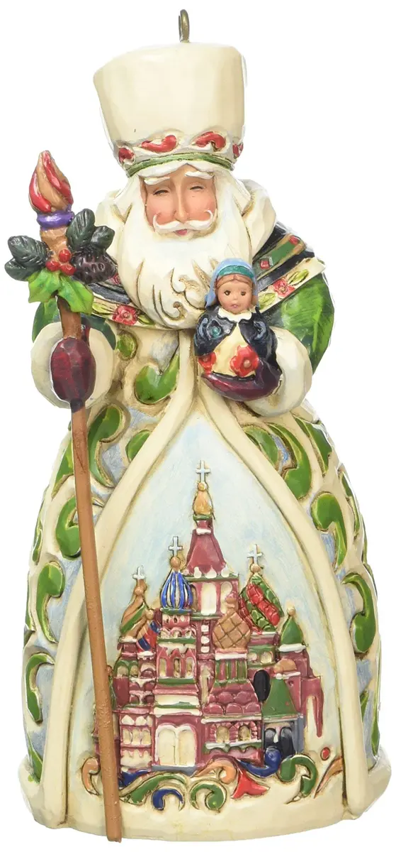 Enesco Jim Shore Heartwood Creek Russian Santa Stone Resin Ornament 4.75" | Handcrafted, Hand-painted, Unique Christmas Decor - main product image