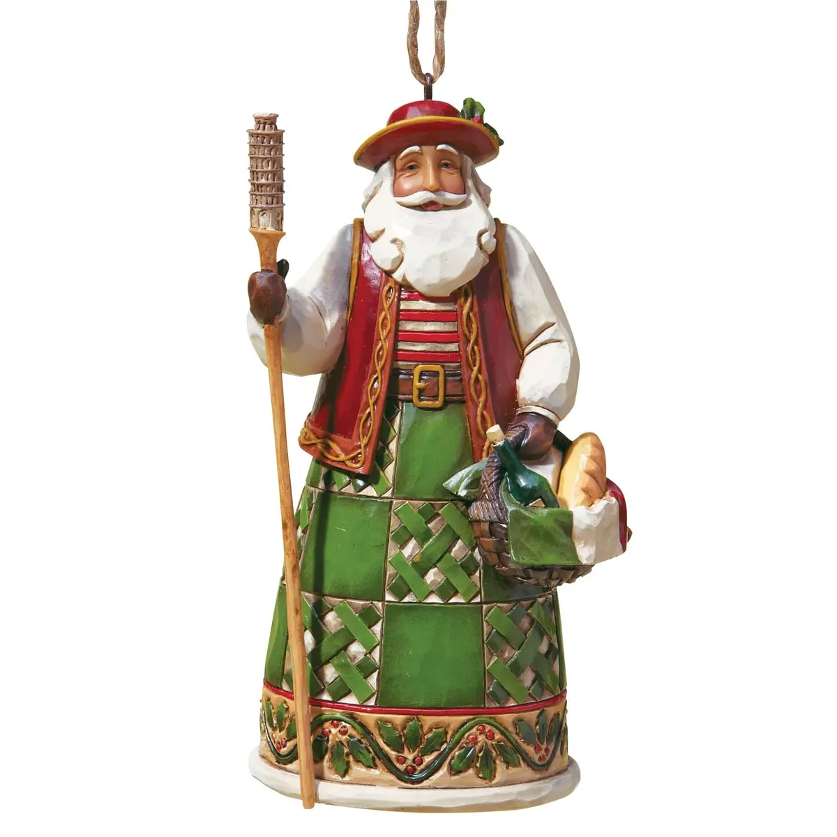 Enesco Jim Shore Heartwood Creek Italian Santa Stone Resin Hanging Ornament, 4.75, Multi Color | Handcrafted Italian Santa Ornament - main product image