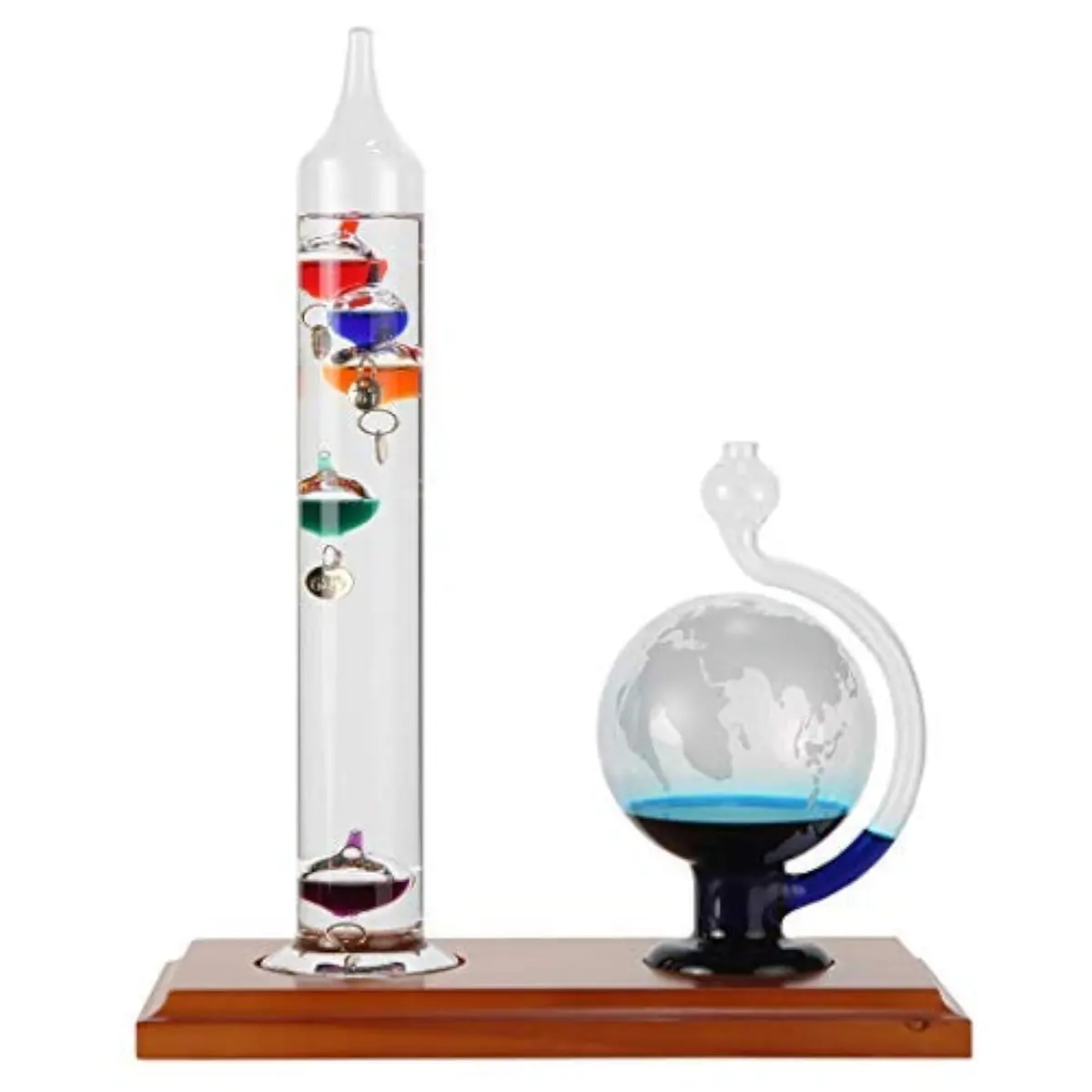 Lily's Home Galileo Thermometer with Glass Globe Barometer 9 in x 12 in | Classic Scientific Decor - main product image