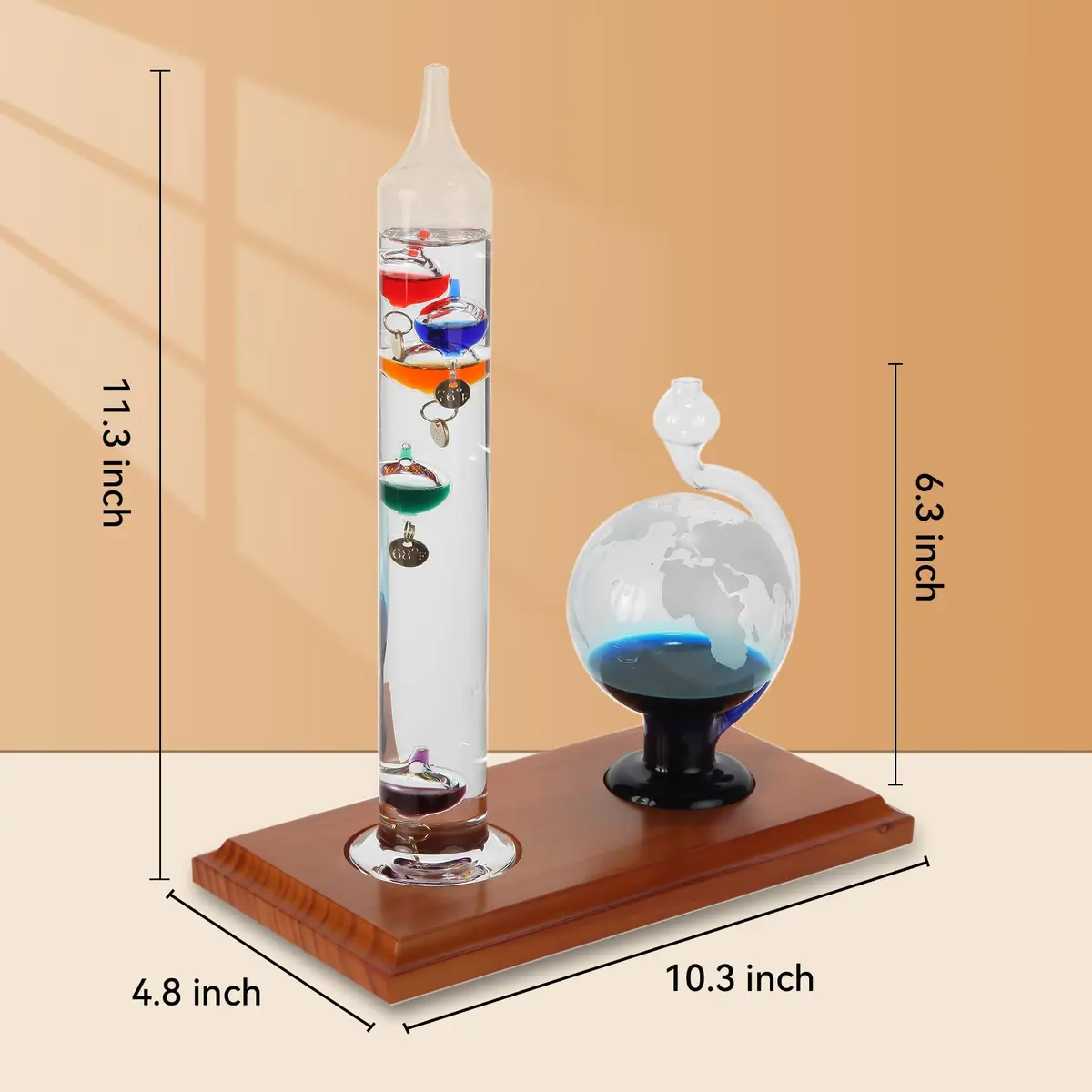Lily's Home Galileo Thermometer with Glass Globe Barometer 9 in x 12 in | Classic Scientific Decor - view 5