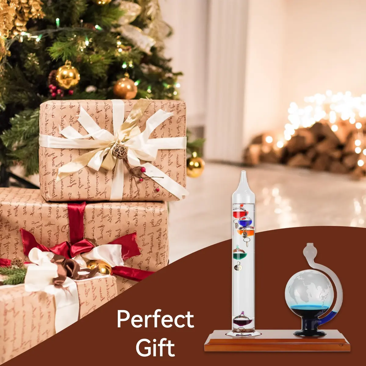 Lily's Home Galileo Thermometer with Glass Globe Barometer 9 in x 12 in | Classic Scientific Decor - view 6