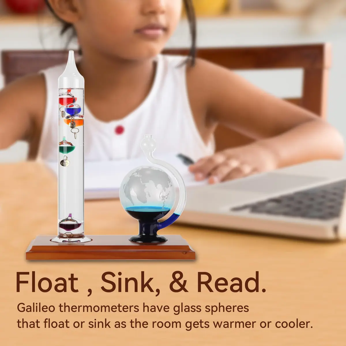 Lily's Home Galileo Thermometer with Glass Globe Barometer 9 in x 12 in | Classic Scientific Decor - view 3