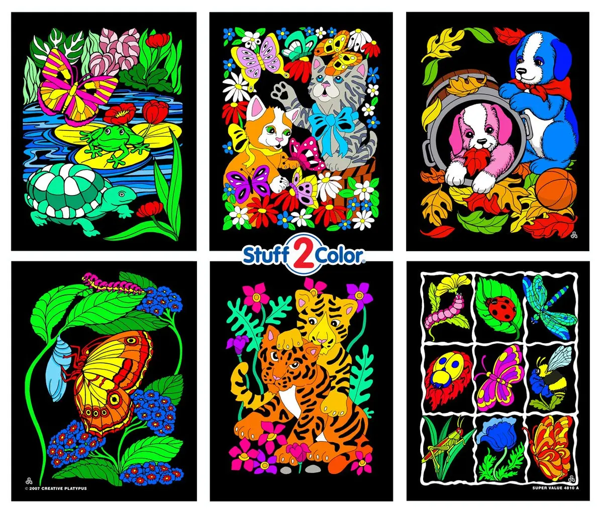 Stuff2Color Velvet Coloring Posters - 6 Pack (Approx. 8x10 inches Each) | Arts and Crafts Fun for All Ages - main product image