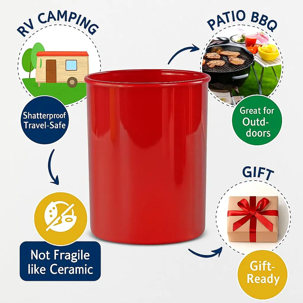 Reston Lloyd Calypso Basics Plastic Utensil Holder, Red | Brighten Kitchen & Organize Utensils - view 3