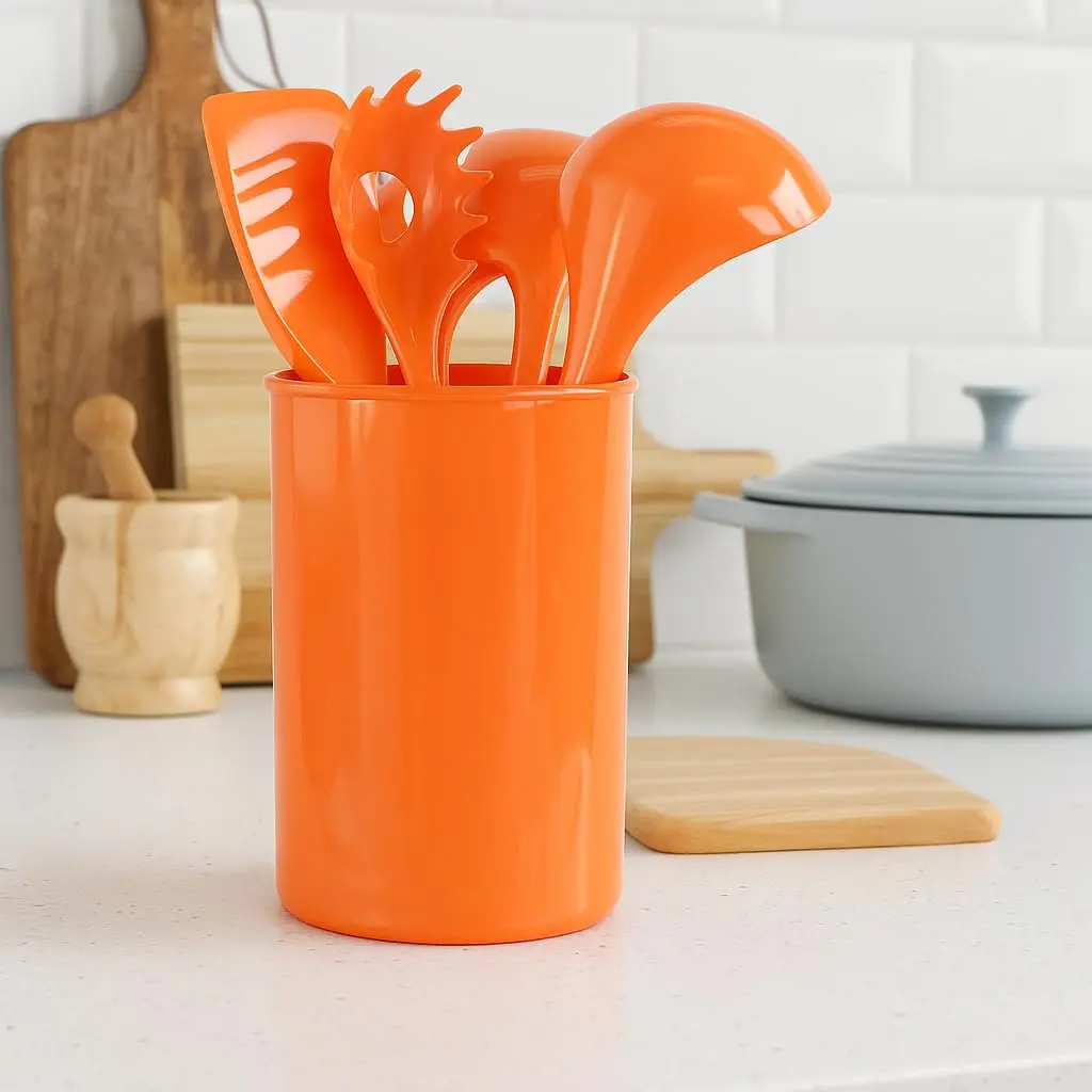 Reston Lloyd Calypso Basics Plastic Utensil Holder, Orange | Brightens Kitchen & Adds Storage - view 5