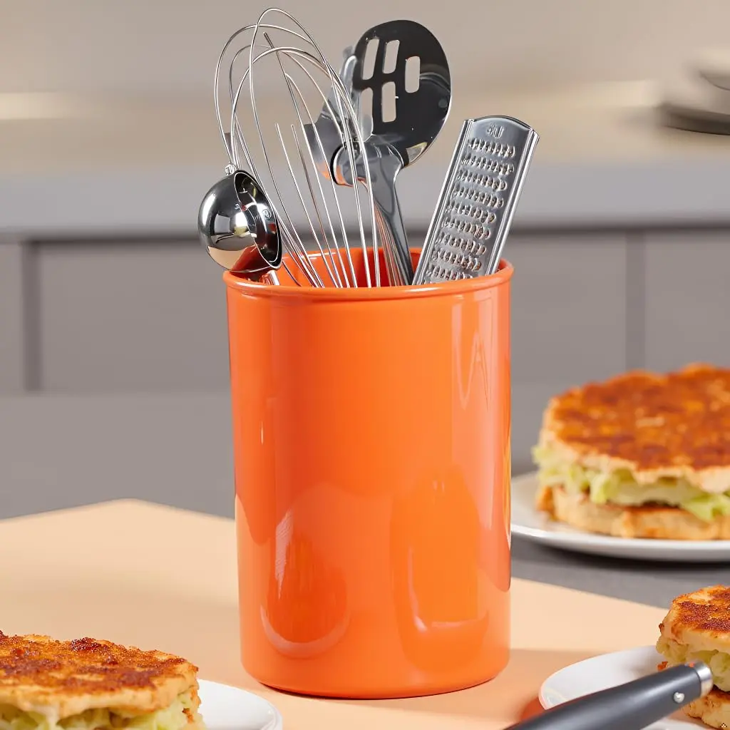 Reston Lloyd Calypso Basics Plastic Utensil Holder, Orange | Brightens Kitchen & Adds Storage - view 6