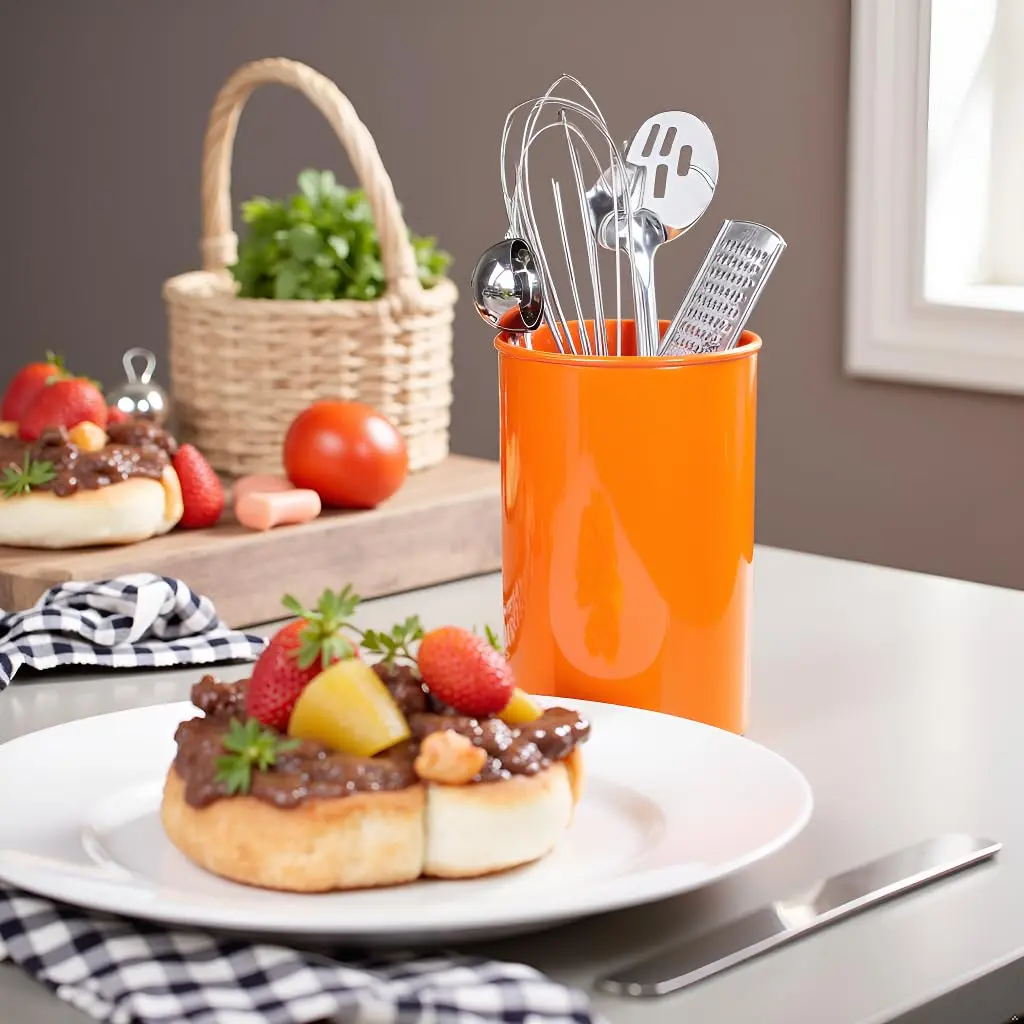 Reston Lloyd Calypso Basics Plastic Utensil Holder, Orange | Brightens Kitchen & Adds Storage - view 7