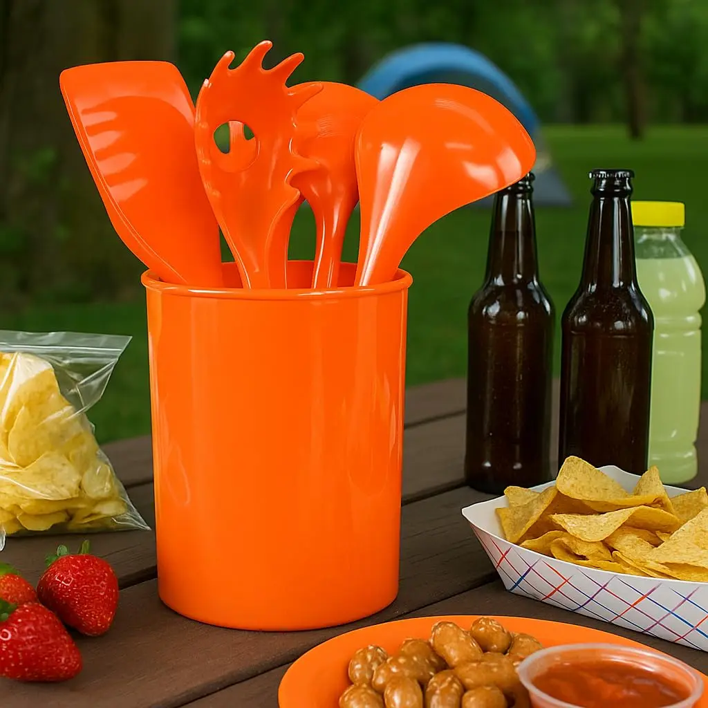 Reston Lloyd Calypso Basics Plastic Utensil Holder, Orange | Brightens Kitchen & Adds Storage - view 4