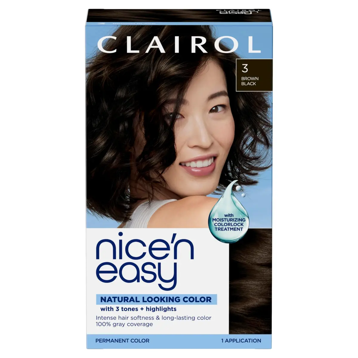 Clairol Nice'n Easy Permanent Hair Dye 3 Brown Black, 6.26 Fl Oz (Pack of 1) | 100% Gray Coverage - main product image