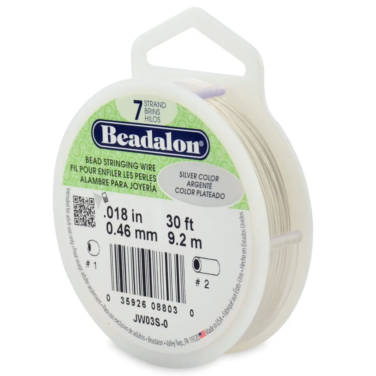 Beadalon 7-Strand Stainless Steel Beading Wire .018 in (0.46 mm) Clear | Strong & Flexible for Jewelry Making - main product image