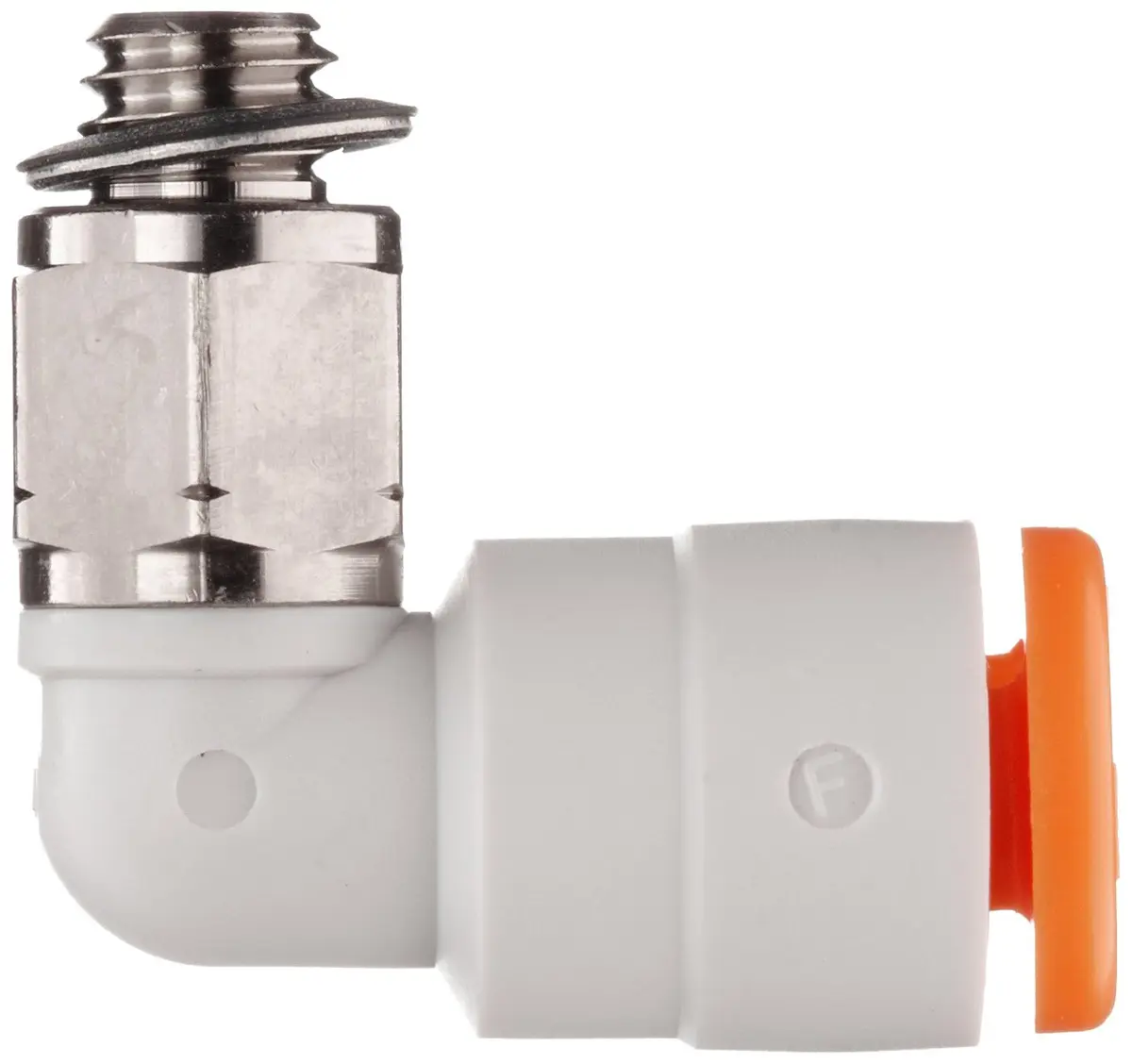 SMC 1/4 Inch Tube OD Male Elbow Series KQ2, Brass Nickel Plated, 90° | Push-to-Connect Fitting for Pneumatics (70-120 chars) - view 2