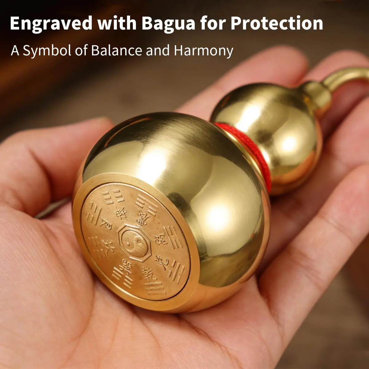 EDOBLUE Feng Shui Brass Wu Lou Gourd 4" | Good luck & longevity talisman for home & office - view 4