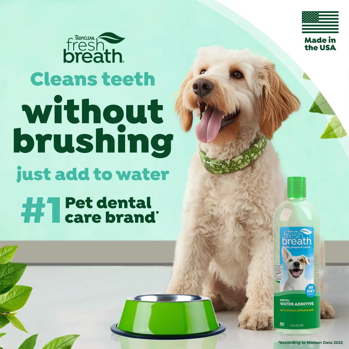 TropiClean Fresh Breath Dental Water Additive, Dog Breath Freshener, 33.8oz - view 2