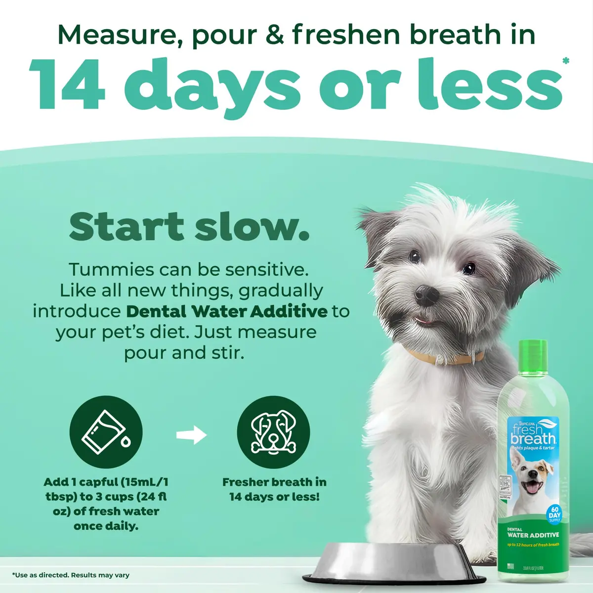 TropiClean Fresh Breath Dental Water Additive, Dog Breath Freshener, 33.8oz - view 3