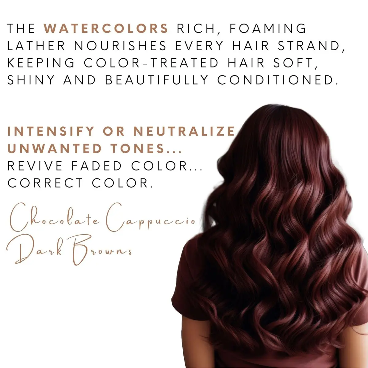Watercolors Color Depositing Hair Dye Shampoo, Mocha Drench, 8 Fl Oz | Vibrant Color & Responsible Beauty - view 3