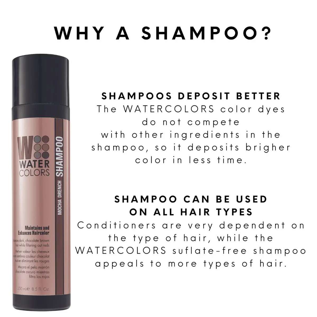 Watercolors Color Depositing Hair Dye Shampoo, Mocha Drench, 8 Fl Oz | Vibrant Color & Responsible Beauty - view 4
