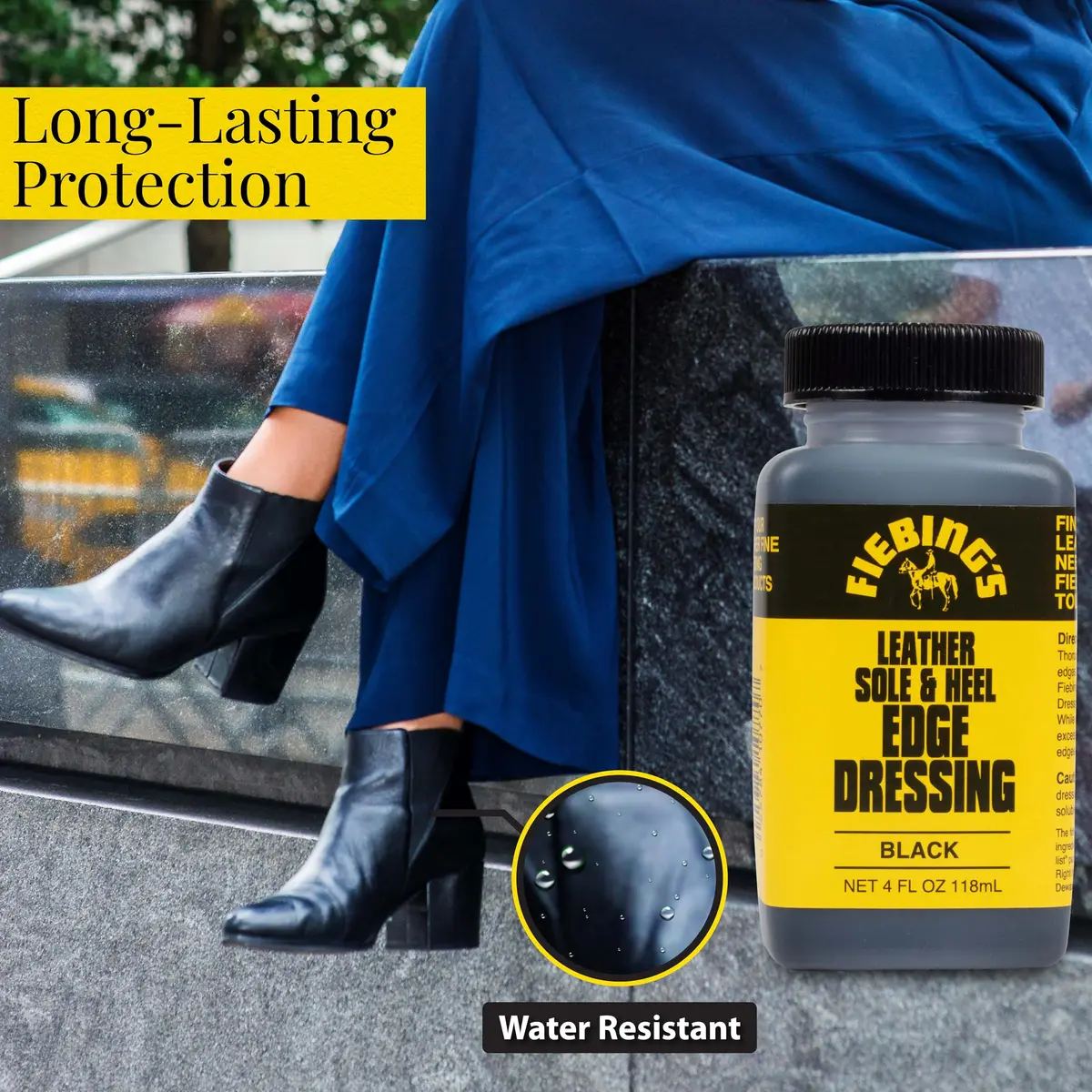 Fiebing's Leather Sole & Heel Black Edge Dressing (4 oz) | High Gloss Shoe Care for Leather Soles & Heels - view 2