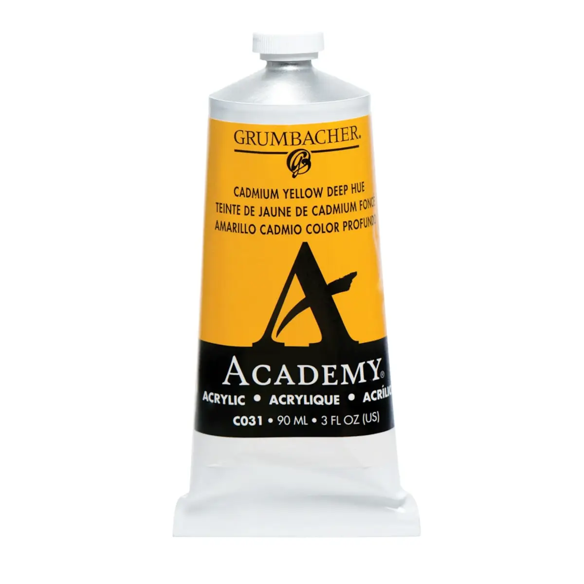 Grumbacher Academy Acrylic Cadmium Yellow Deep Hue 90ml (3 Fl Oz) | ASTM Lightfastness 1-Excellent - main product image