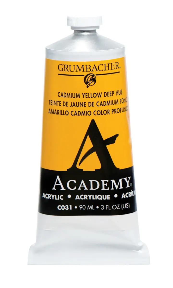 Grumbacher Academy Acrylic Cadmium Yellow Deep Hue 90ml (3 Fl Oz) | ASTM Lightfastness 1-Excellent - main product image
