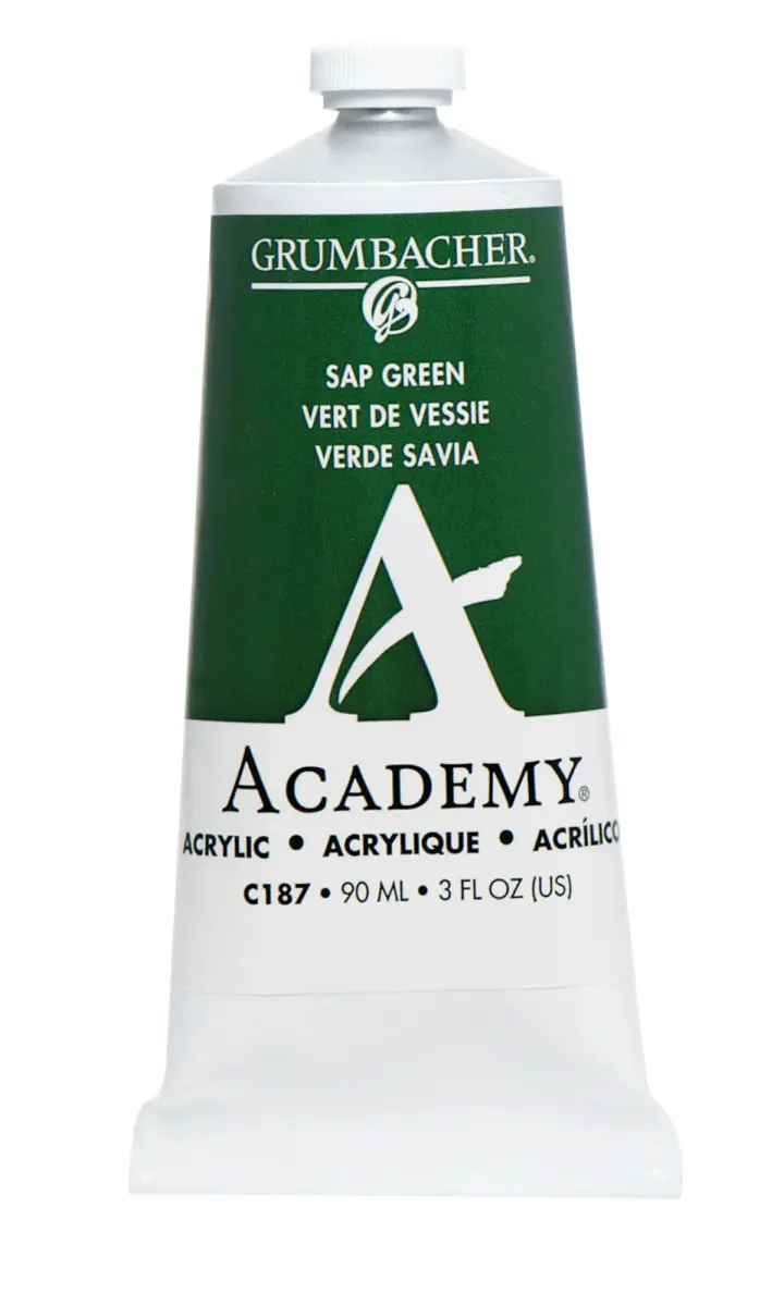 Grumbacher Academy Acrylic Paint, Sap Green 90ml (3.04 Fl Oz) | ASTM Lightfastness 1 - main product image