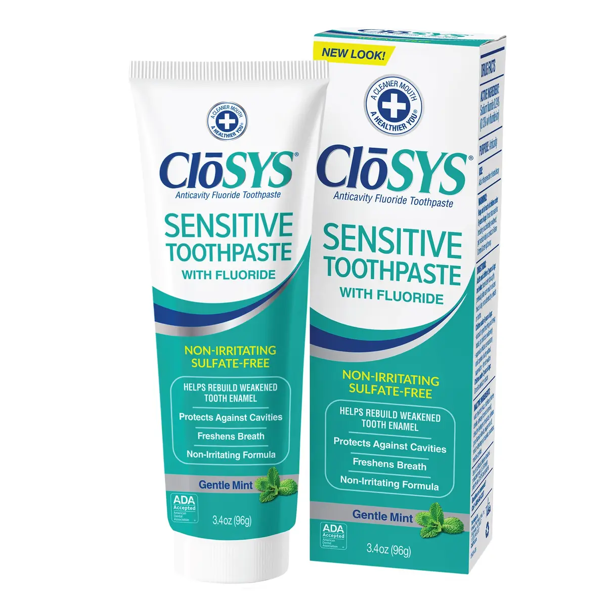 CloSYS Fluoride Toothpaste Gentle Mint Whitening 96.4g (3.4 oz) | ADA Accepted for Cavity Prevention - main product image