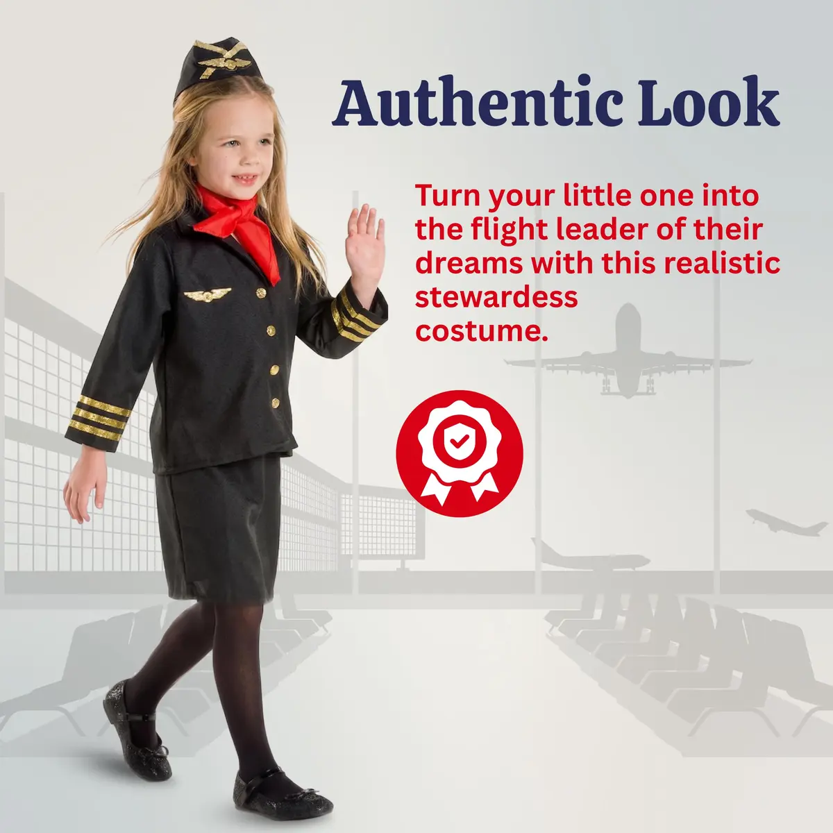 Dress Up America Flight Attendant Costume Set for Girls - Toddler 2 (Black) | Authentic Role-Play Outfit - view 5