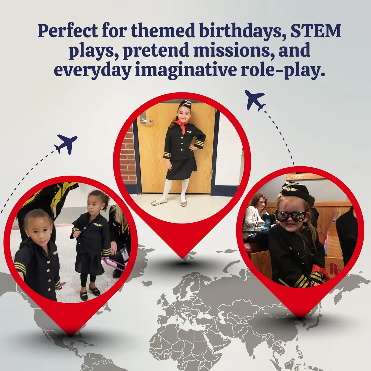 Dress Up America Flight Attendant Costume Set for Girls - Toddler 2 (Black) | Authentic Role-Play Outfit - view 6