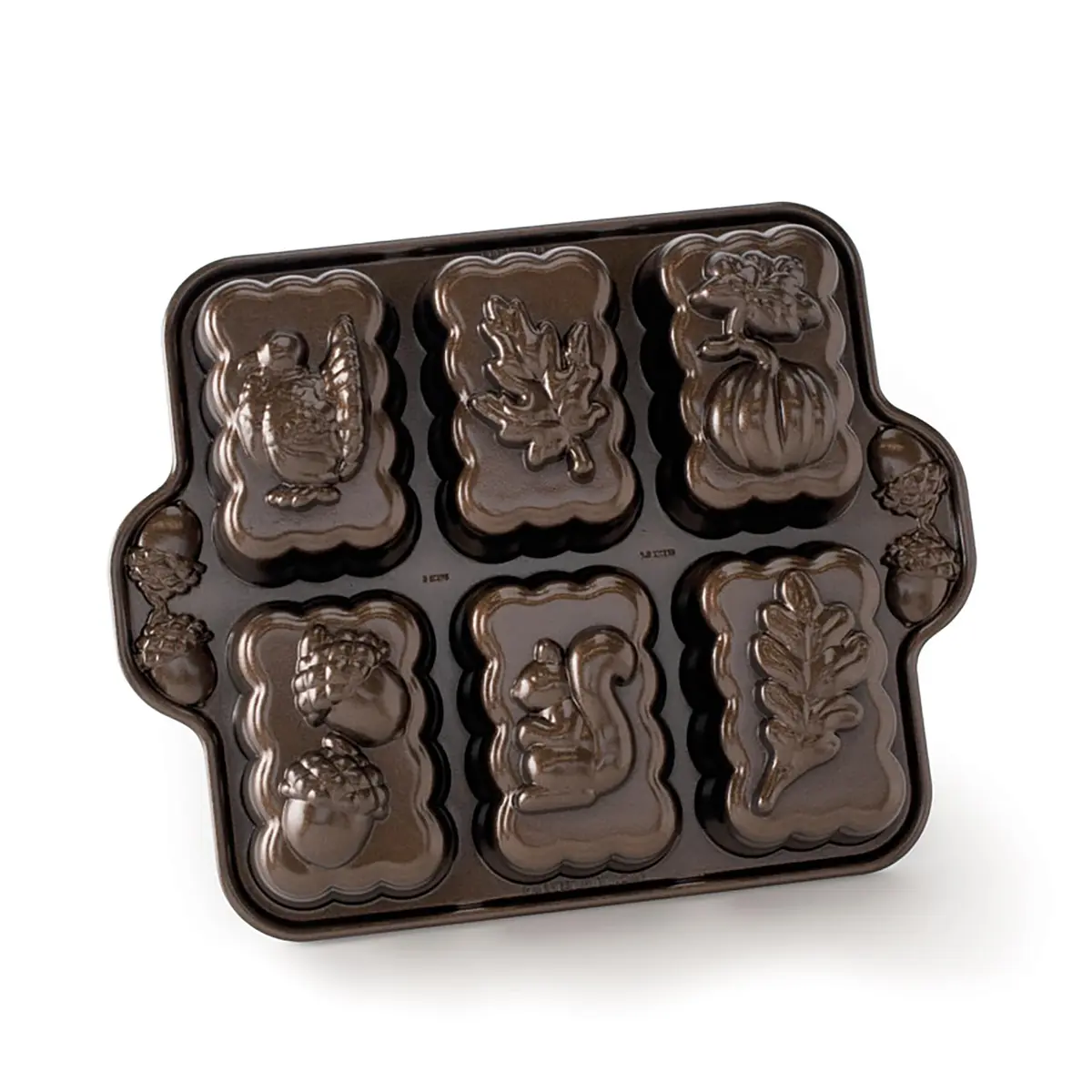 Nordic Ware Harvest Mini Loaf Pan, 5-Cup, Bronze | Cast Aluminum, Intricate Fall Designs, Oven Safe to 400°F - main product image