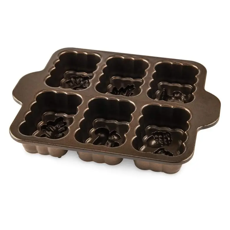 Nordic Ware Harvest Mini Loaf Pan, 5-Cup, Bronze | Cast Aluminum, Intricate Fall Designs, Oven Safe to 400°F - view 7