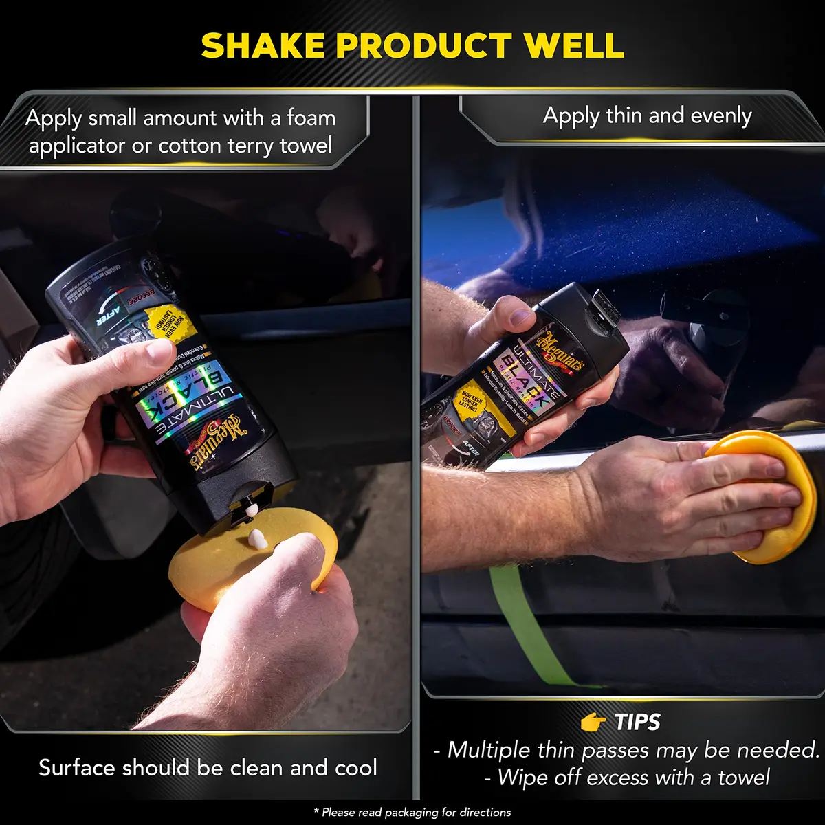 Meguiar's Ultimate Black Plastic Restorer 12 Oz | Deep Color & Shine, UV Protection for Car Exterior Plastic - view 4