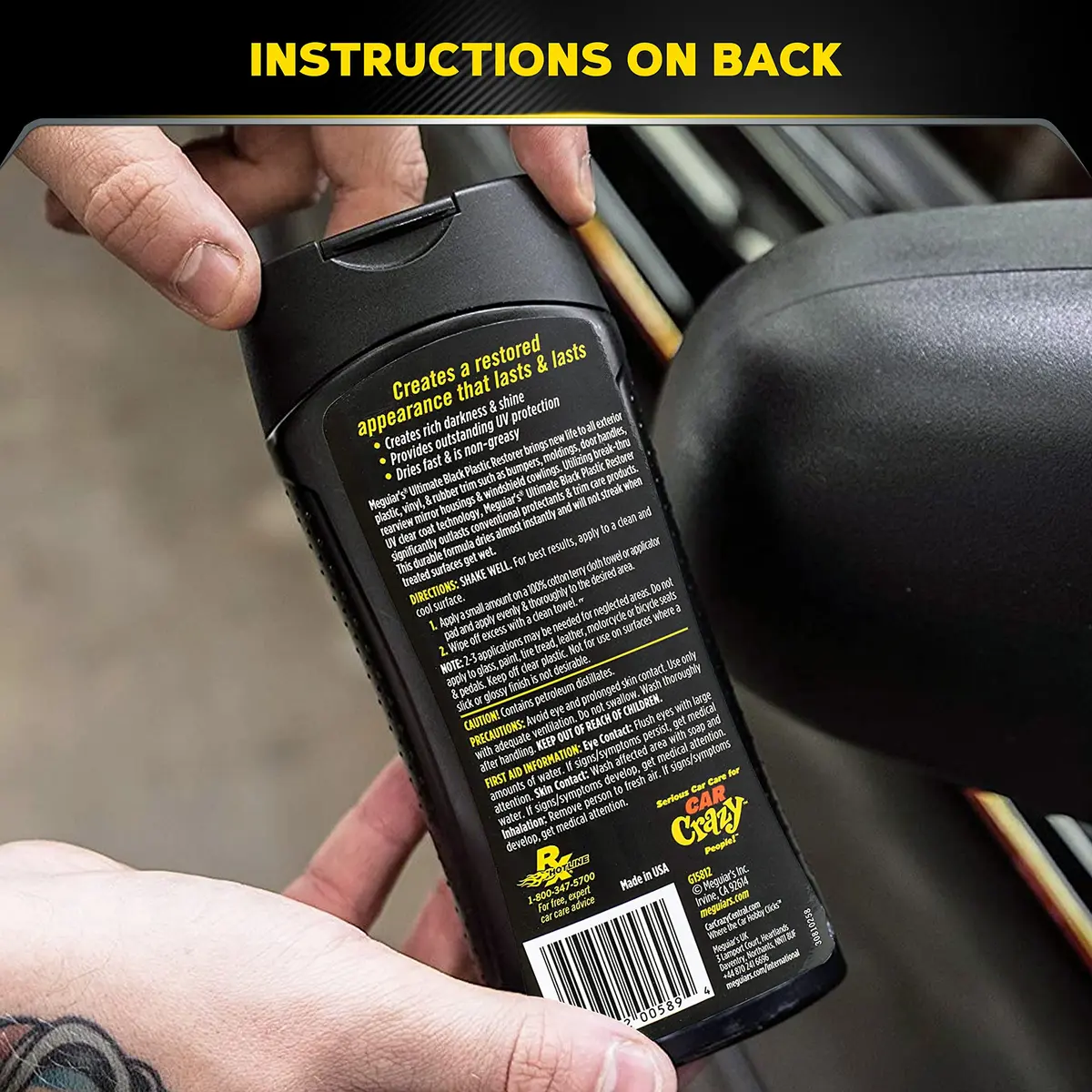 Meguiar's Ultimate Black Plastic Restorer 12 Oz | Deep Color & Shine, UV Protection for Car Exterior Plastic - view 7