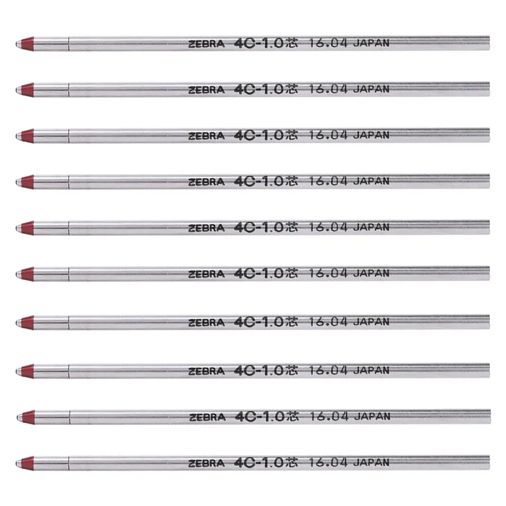 ゼブラ(ZEBRA) Sharbo Oil-Based Ballpoint Pen Refill 4C-1.0 Core, Red | Compatible with multiple pens, smooth ink flow, 10 pcs - main product image
