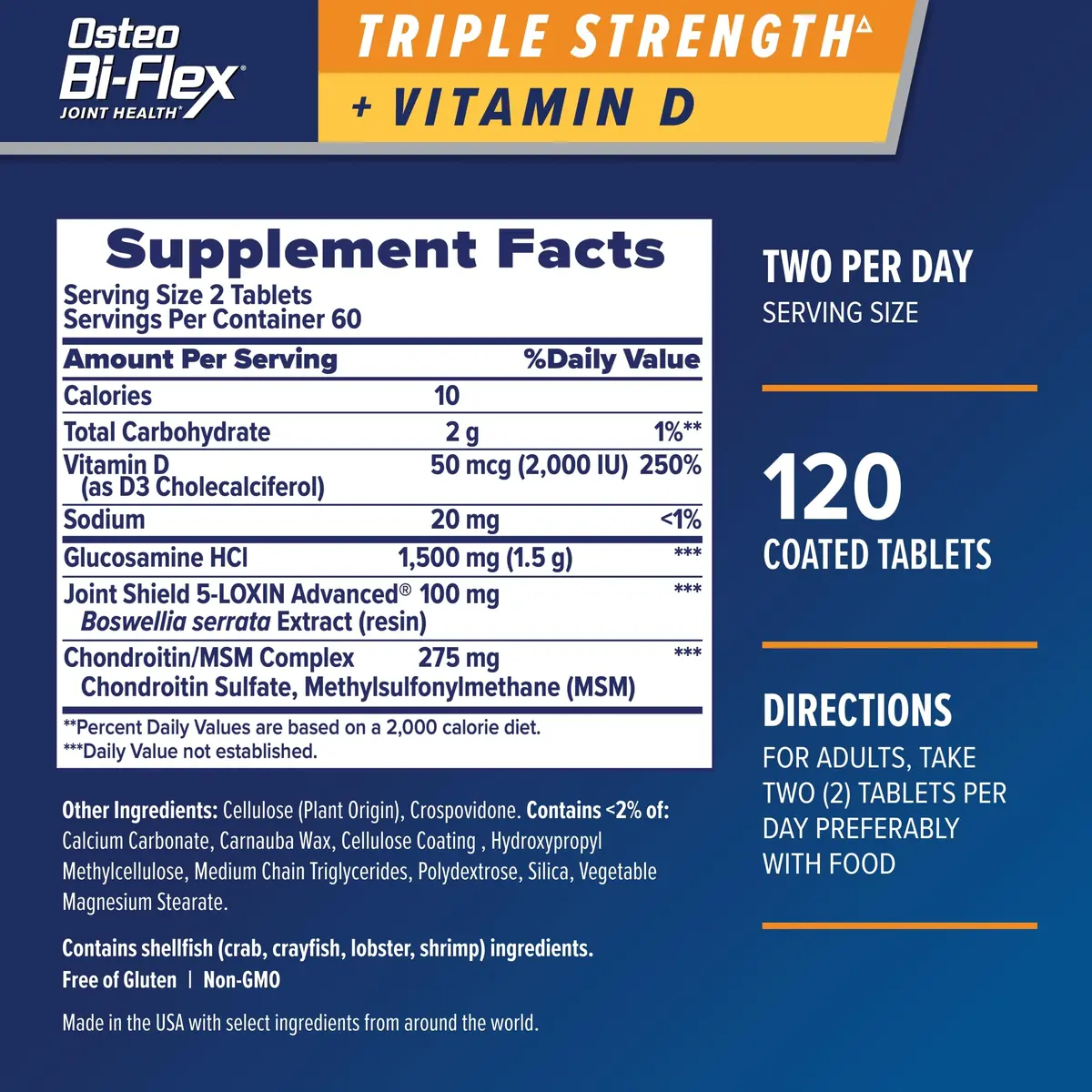 Osteo Bi-Flex Triple Strength Glucosamine Chondroitin Supplement, 120 Ct | Supports Joint Comfort & Mobility - view 2