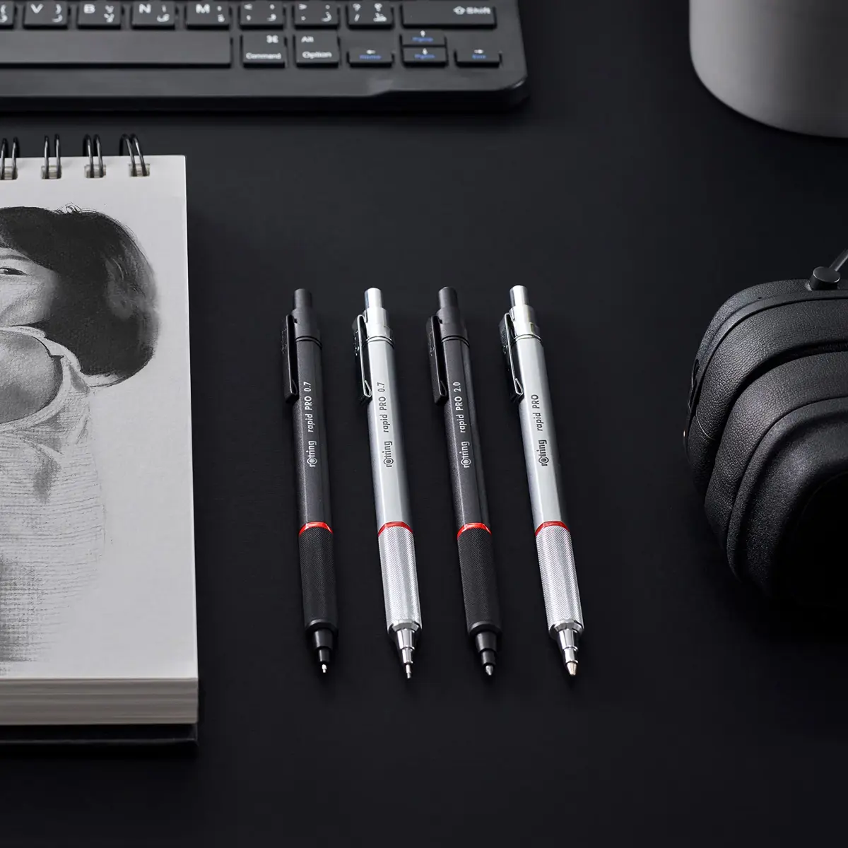 rOtring Rapid Pro Mechanical Pencil 2.0 mm Matte Black | Full Metal Body, Non-Slip Grip, Built-in Sharpener - view 5