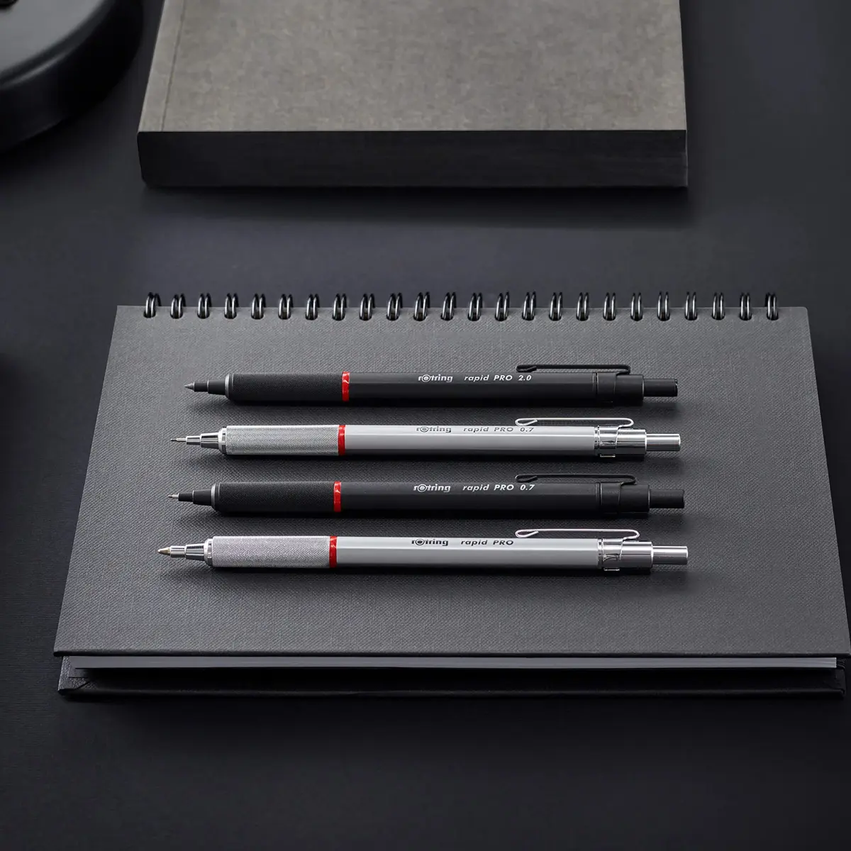 rOtring Rapid Pro Mechanical Pencil 2.0 mm Matte Black | Full Metal Body, Non-Slip Grip, Built-in Sharpener - view 6