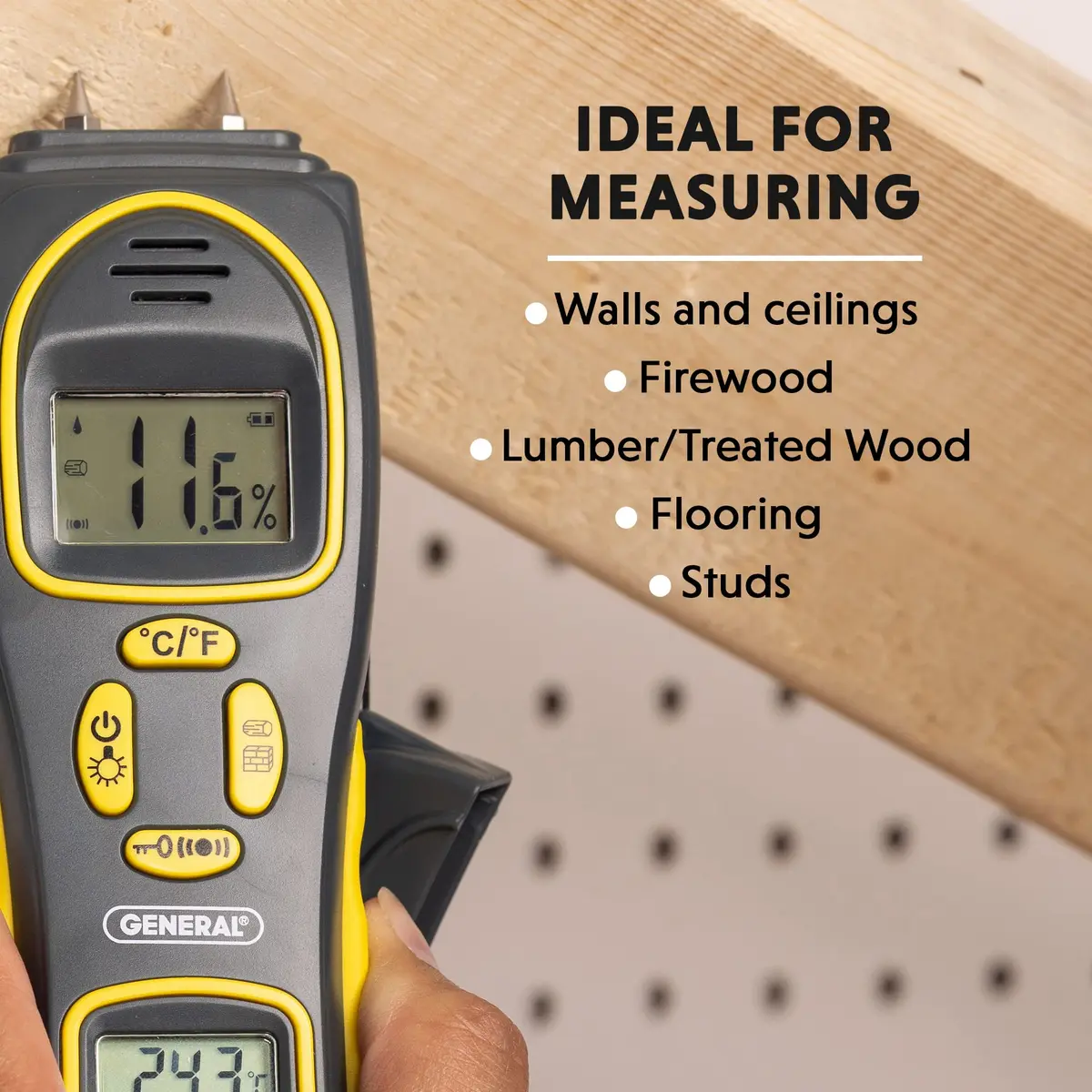 General Tools MMH800 Pin/Pinless Moisture Meter with Temp & Humidity | Accurate Mold Detection in Home - view 3
