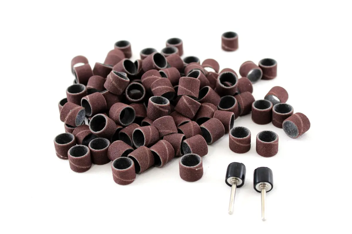 TEMO 100-Piece 1/2" (12.7mm) Grit 60 Coarse Sand Drum Set with 2x 1/8" (3.175mm) Mandrels | For Wood, Plastic, Metal Sanding - main product image