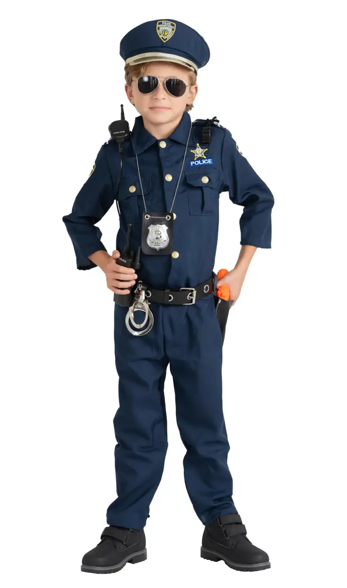 Dress Up America Police Costume for Kids Small | Realistic Cop Uniform Set with 11 Accessories - main product image