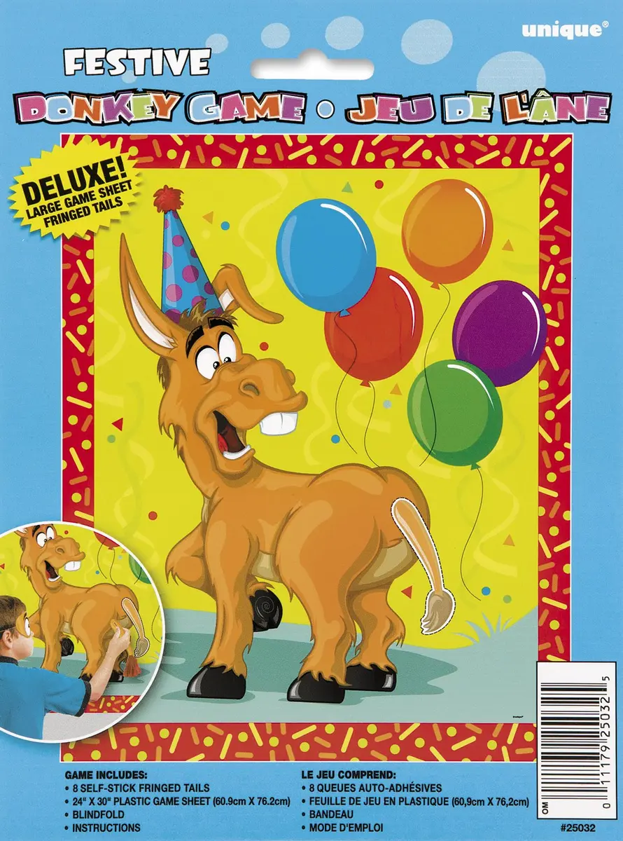 Unique Festive Fun Deluxe Pin the Tail on the Donkey Party Game | Reusable & Exciting Prizes (70-120 chars) - main product image