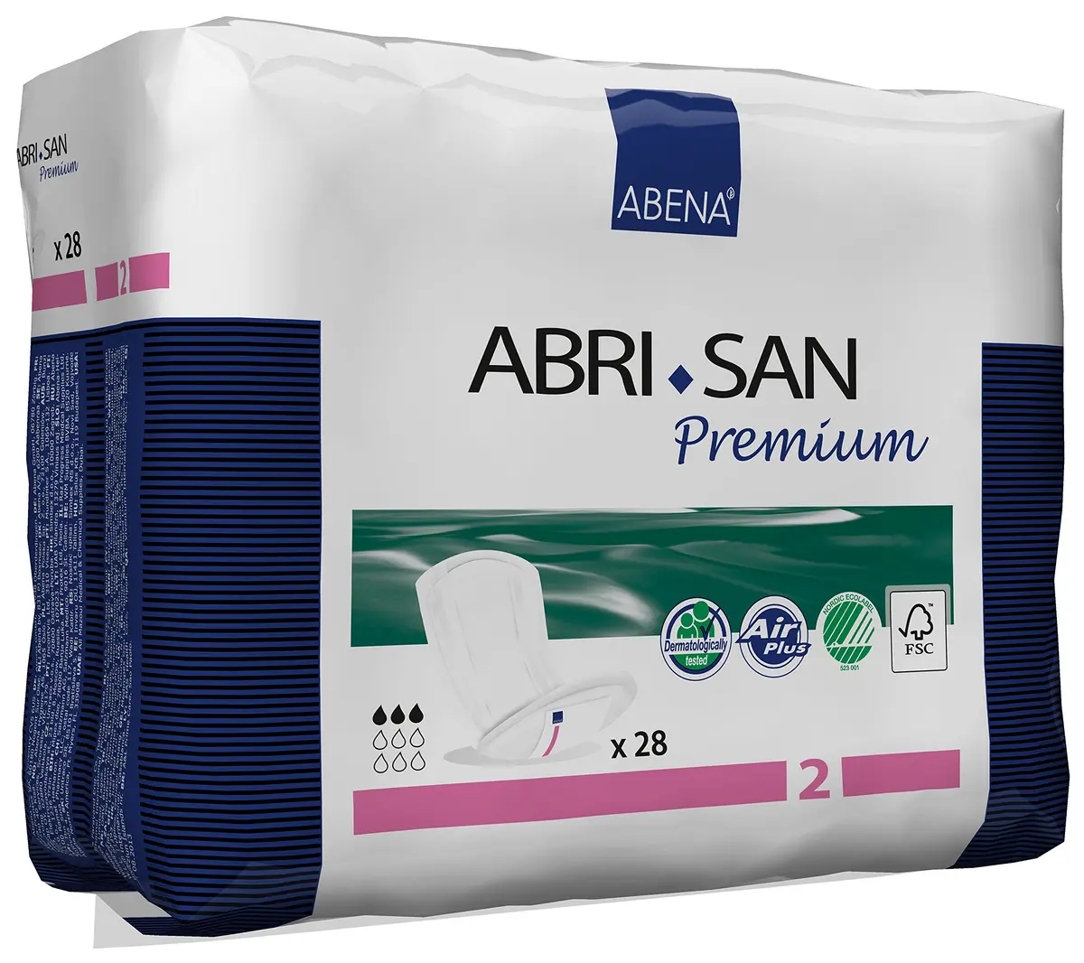 Abena Abri-San Premium Light Absorbency Incontinence Pad Size 2 | Breathable, Chemical-Free, 28 Count - main product image
