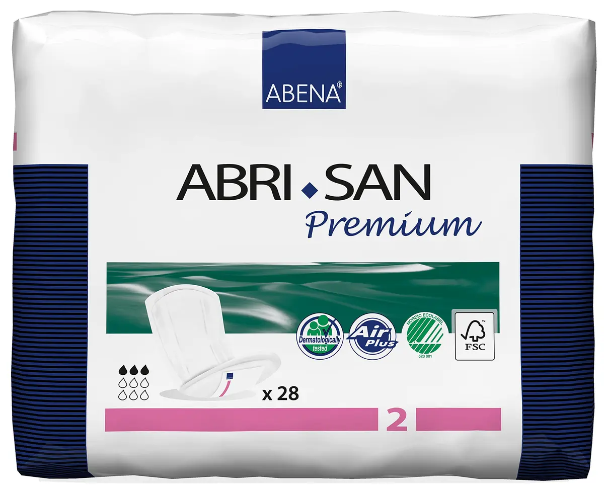 Abena Abri-San Premium Light Absorbency Incontinence Pad Size 2 | Breathable, Chemical-Free, 28 Count - view 2