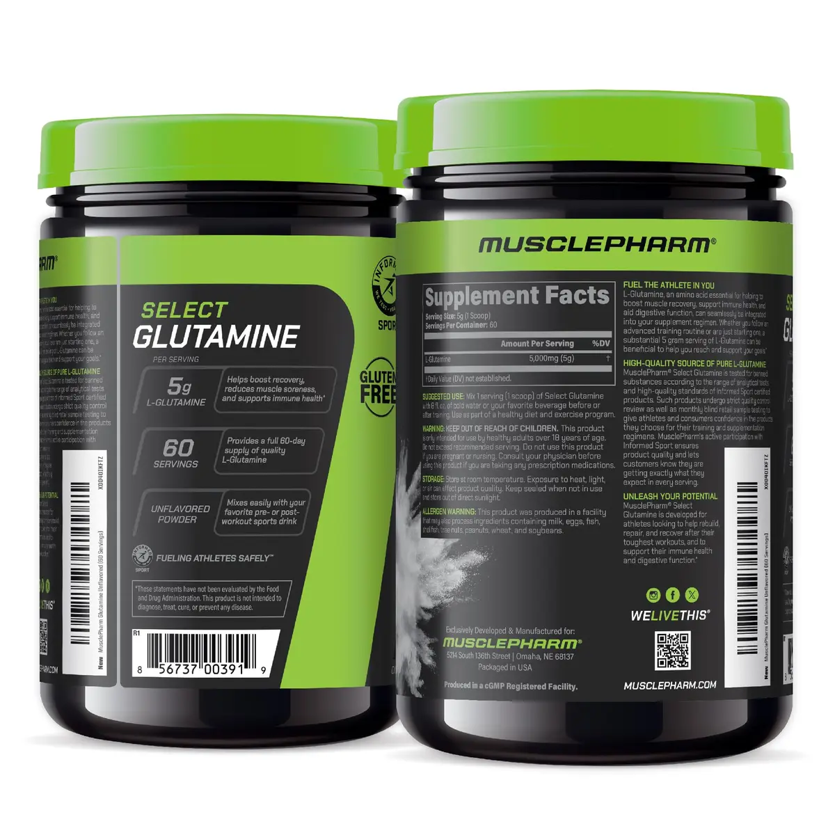 Muscle Pharm Select Glutamine | 60 Servings Unflavored Powder for Muscle Recovery & Gut Health - view 8