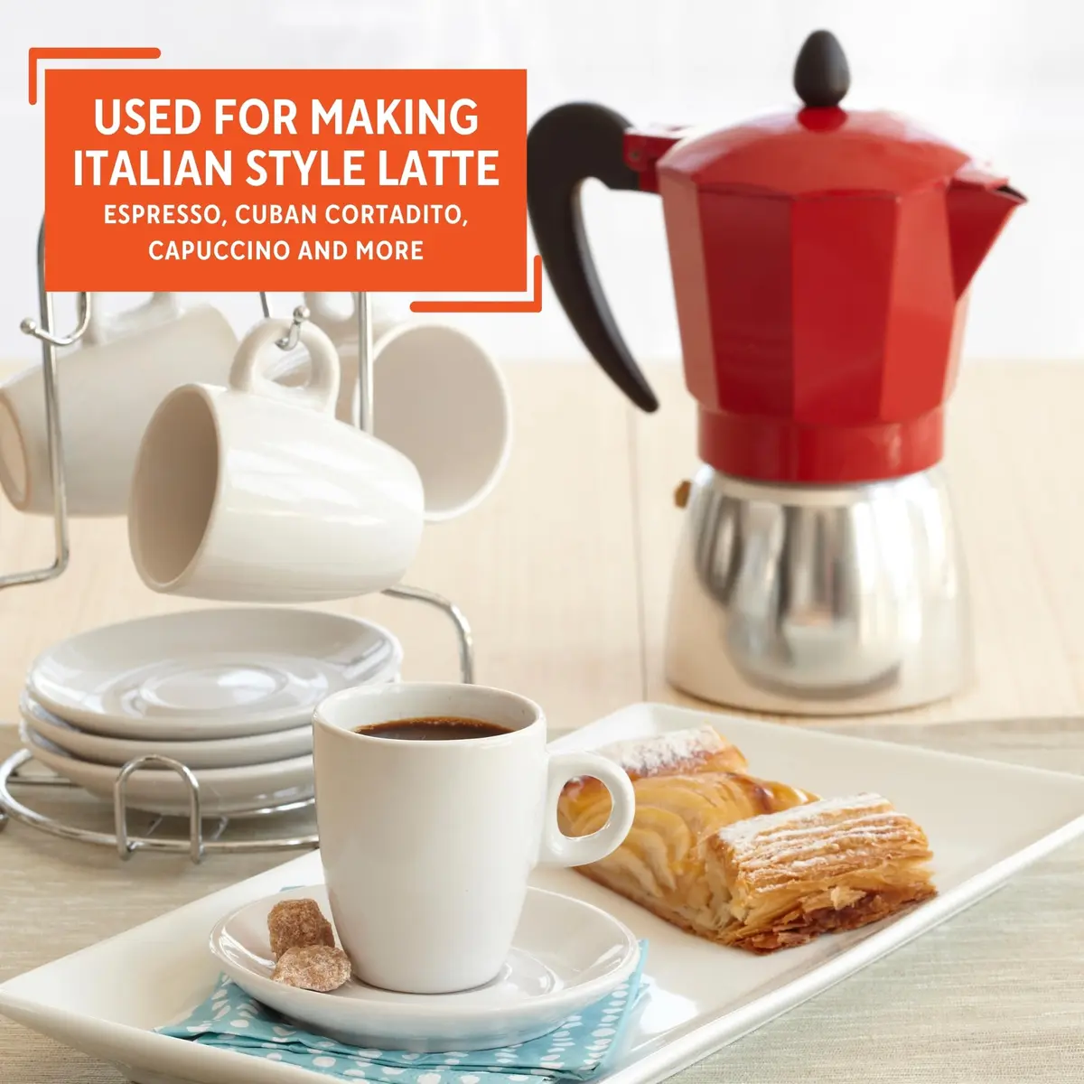 Imusa Red Coffee Maker 3-Cup | Aluminum Stovetop Espresso Machine with Cool Touch Handle - view 6