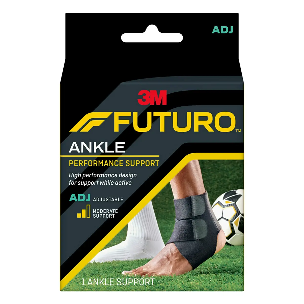 Futuro Performance Ankle Support Brace with Adjustable Straps & Breathable Fabric | Black - main product image